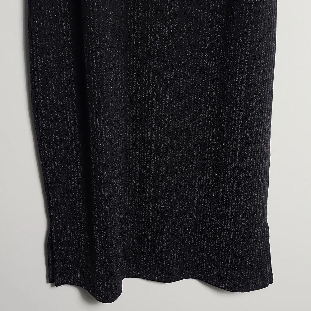 MICHAEL KORS Mock Neck Black Metallic Knit Size Small